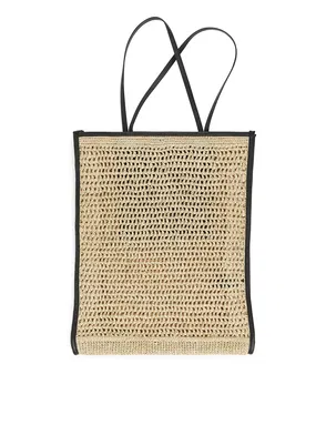 Neutral Teya Buckle Handle Straw Tote, WHISTLES