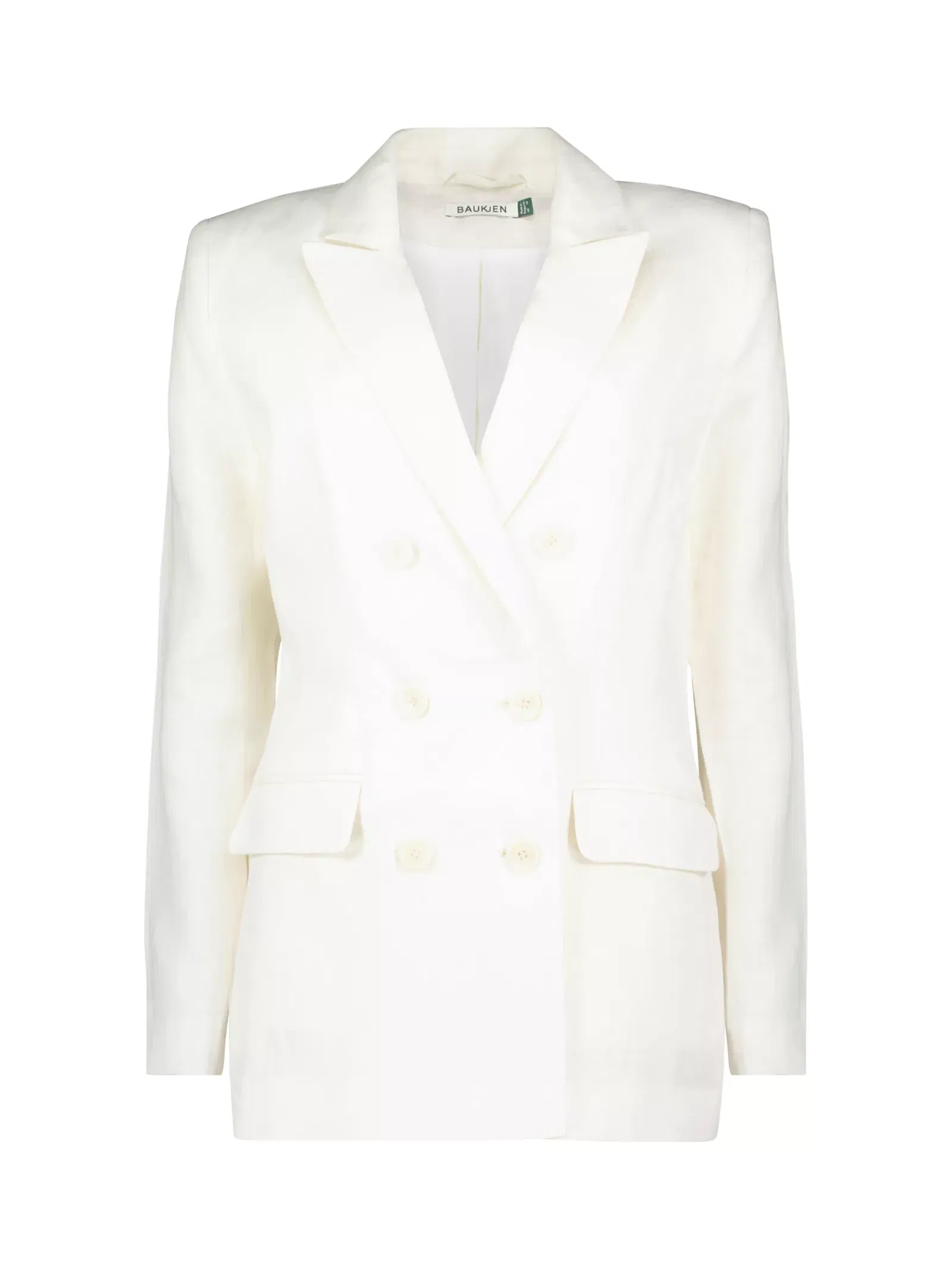 BAUKJEN Whitley Plain Double Breasted Linen Blazer | Endource