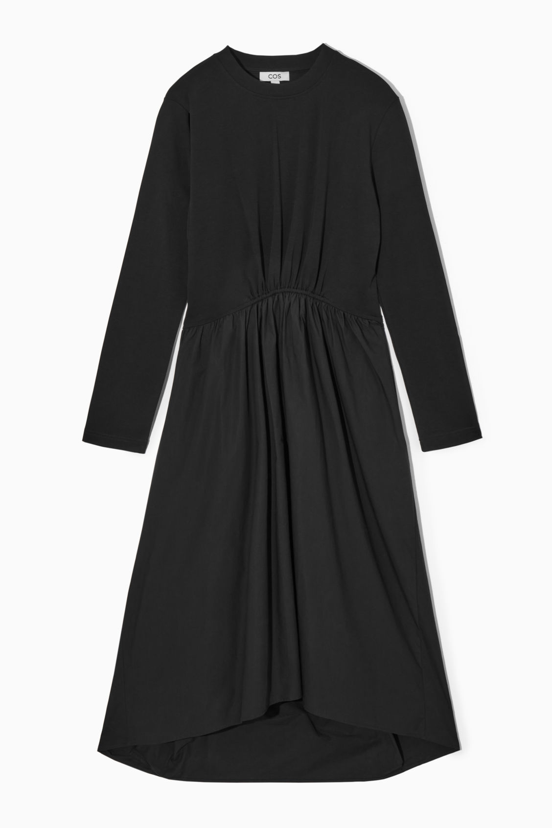 COS Asymmetric Gathered-Waist Midi Dress | Endource