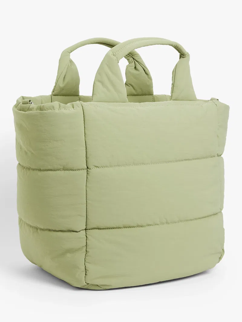 John Lewis ANYDAY Quilted Borg Tote Bag, Off White at John Lewis & Partners