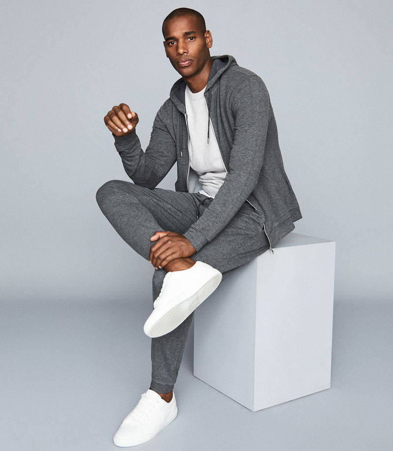 Reiss Greg Melange Zip Through Hoodie