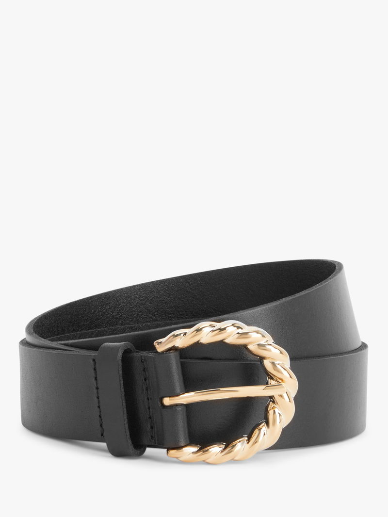 Reiss Bailey Skinny Leather Belt, Black at John Lewis & Partners