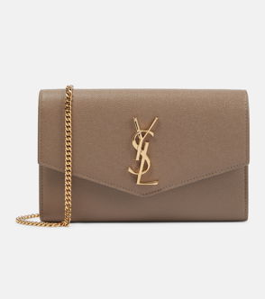 Saint Laurent Beige Uptown Leather Pouch in Natural