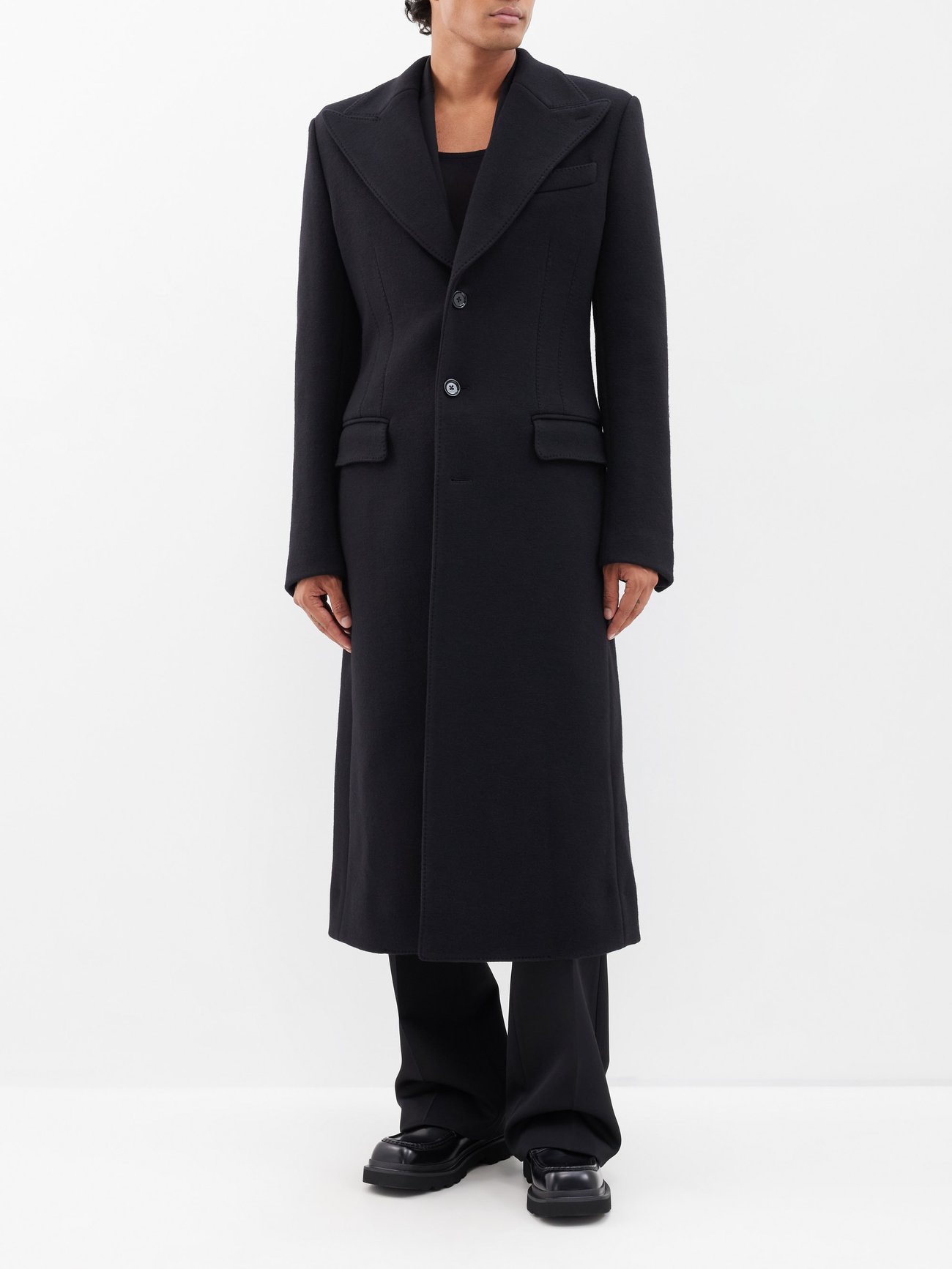 Wool-Blend Felted Longline Coat | Endource