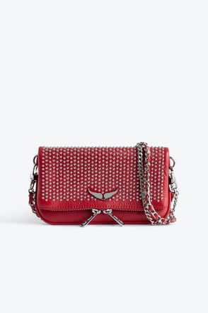 Zadig & Voltaire Rock Nano Suede Clutch Bag in Red