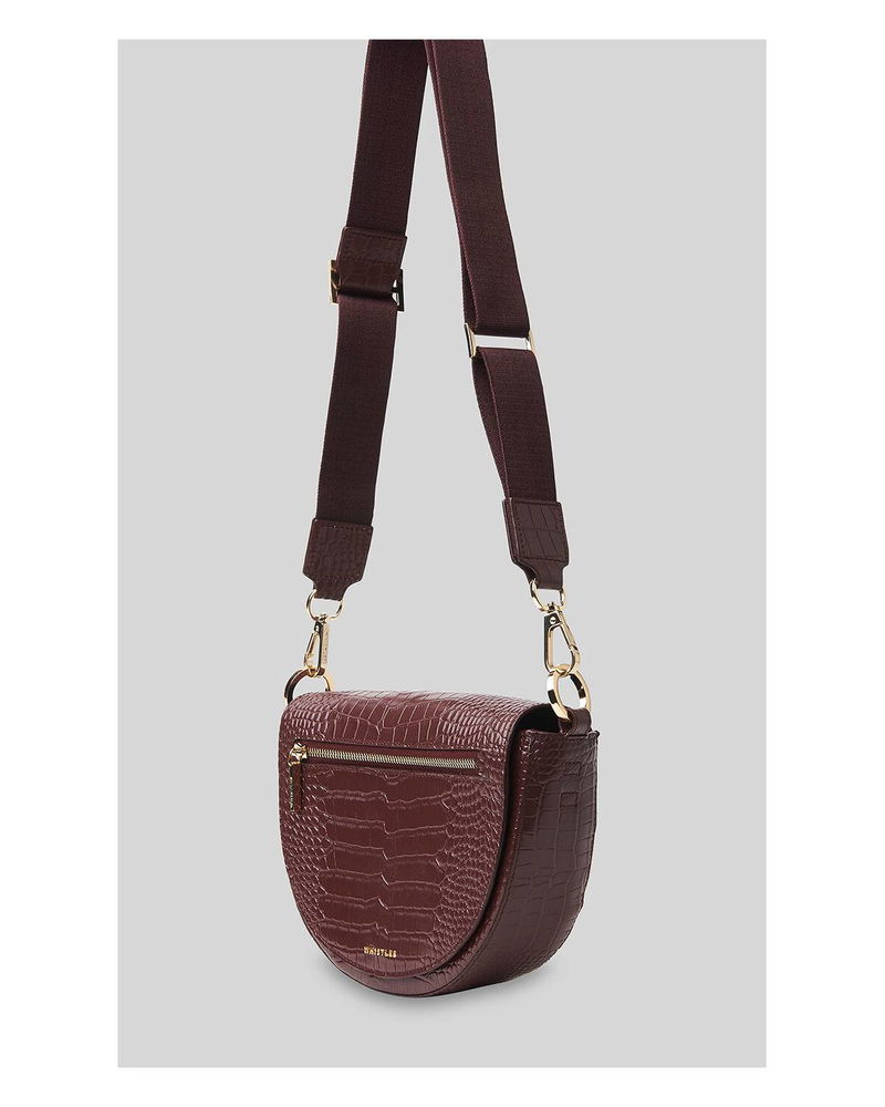 Plum Monty Half Moon Croc Bag, WHISTLES