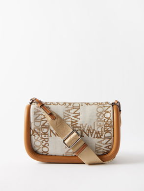 Beige Fille leather-trim woven cross-body bag, Muuñ