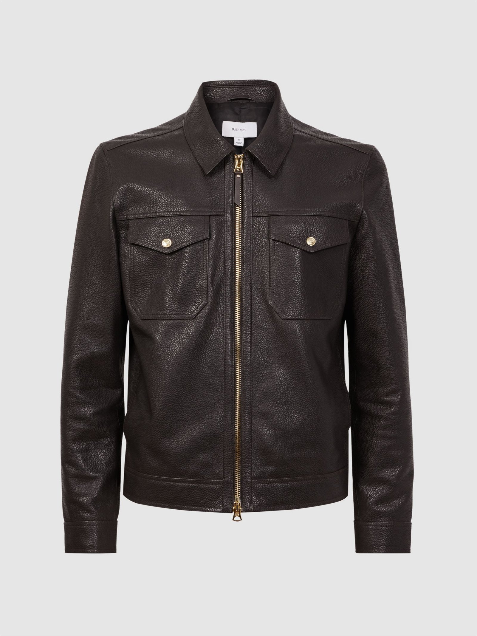 REISS Carp Leather Zip Through Jacket | Endource