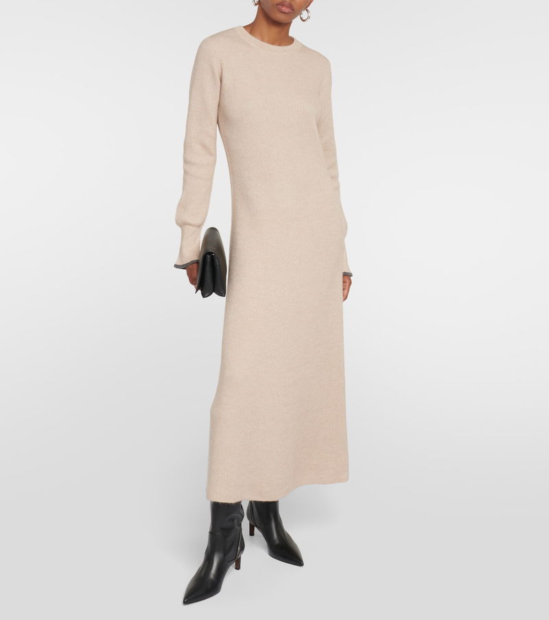 BRUNELLO CUCINELLI Ribbed alpaca and cotton-blend midi dress