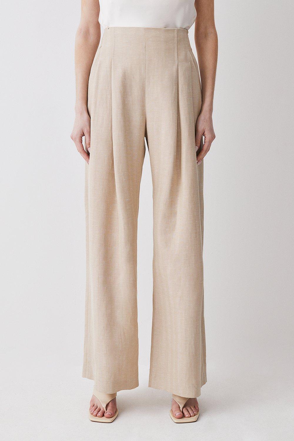 KAREN MILLEN Herringbone Darted Wide Leg Trouser | Endource