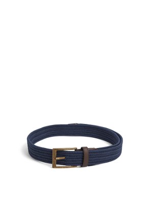 LOEWE - Anagram Elastic Belt In Webbing And Brass for Woman - Black/Gold - Cotton/Brass