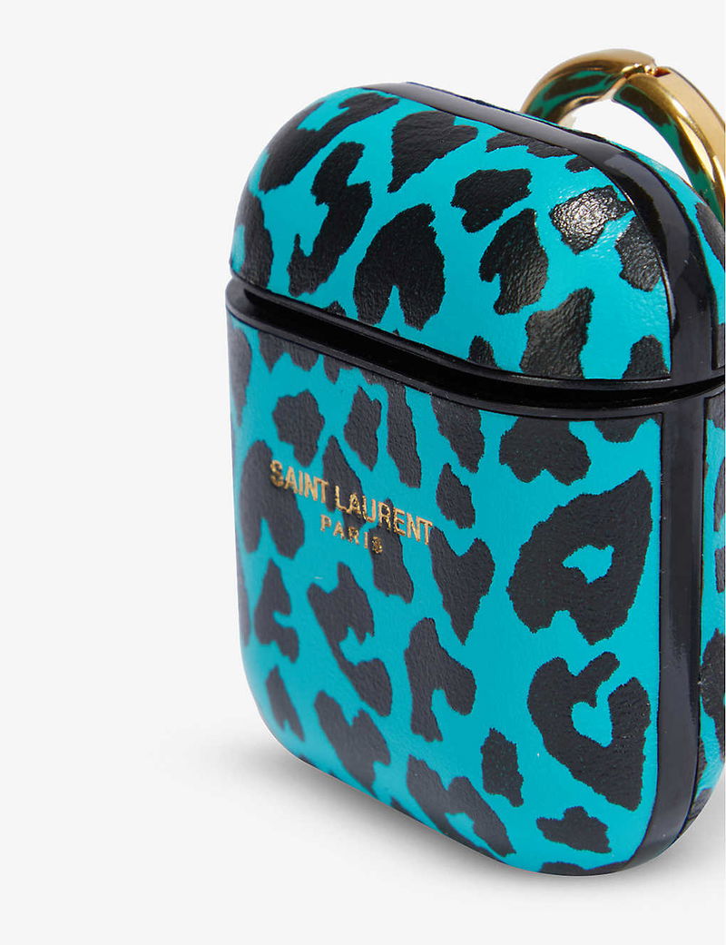 Saint Laurent - Leopard Heart Leather Airpods Case