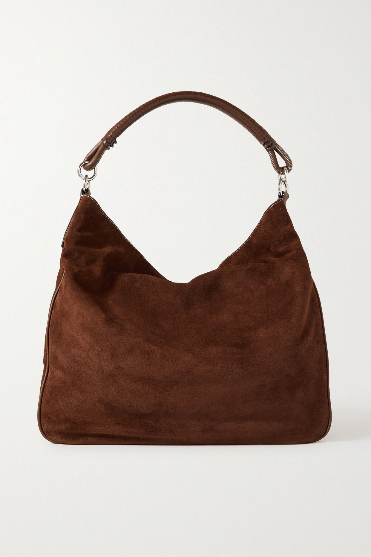 STAUD Perry Leather-Trimmed Suede Shoulder Bag | Endource