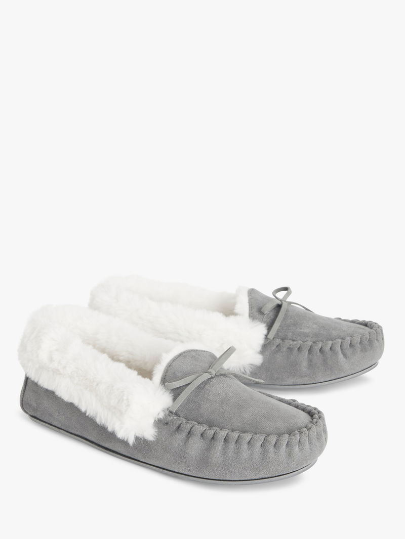 John Lewis ANYDAY Cross Strap Recycled Faux Fur Mule Slippers