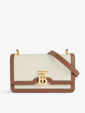 Beige Fille leather-trim woven cross-body bag, Muuñ