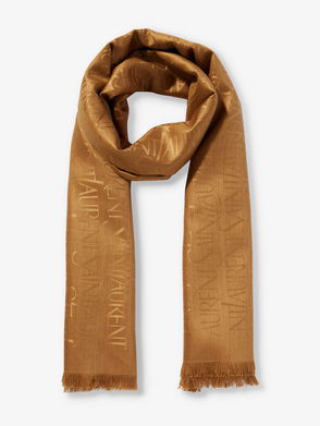 Knotted monogram silk scarf brown