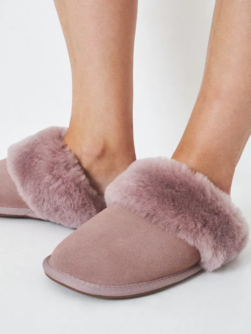 John Lewis ANYDAY Cross Strap Recycled Faux Fur Mule Slippers