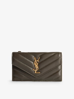 Saint Laurent Monogram Matelassé Card Holder In Green