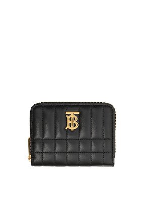 Burberry Black / Light Gold Quilted Leather Lola Zip-Around Wallet