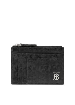 Grainy Leather TB Money Clip Wallet in Black - Men