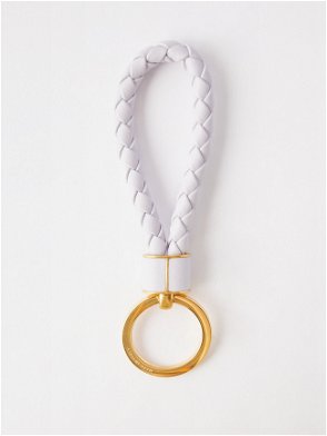 GANNI: key ring in recycled leather - Milk