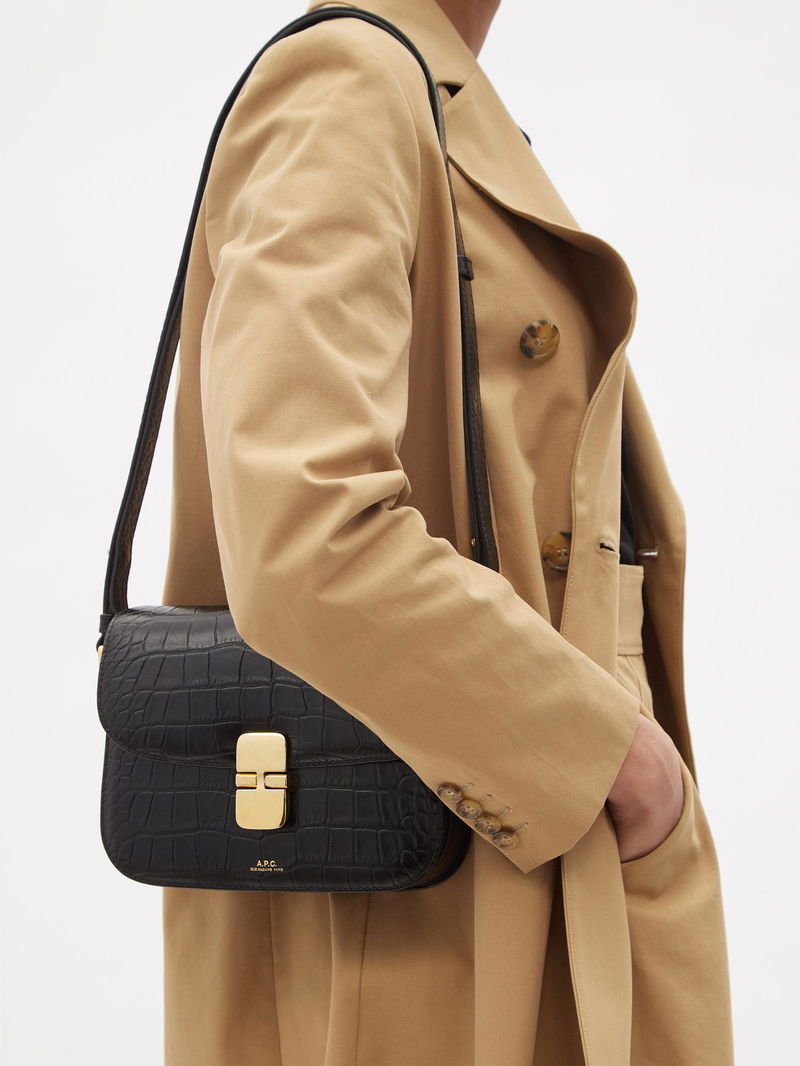 A.P.C. Grace Small Croc-effect Leather Shoulder Bag