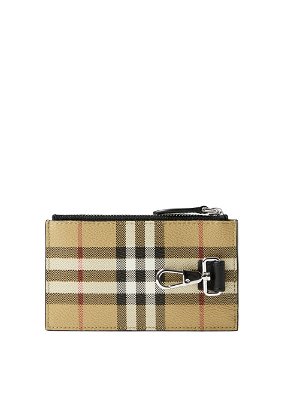 Burberry Leather zipped envelope with tartan pattern