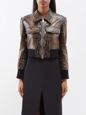 snakeskin-effect Leather Jacket - The Kooples